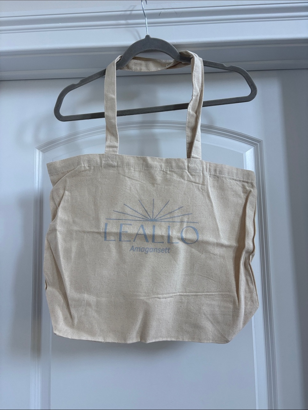 LEALLO Amagansett Cream Canvas Tote Bag